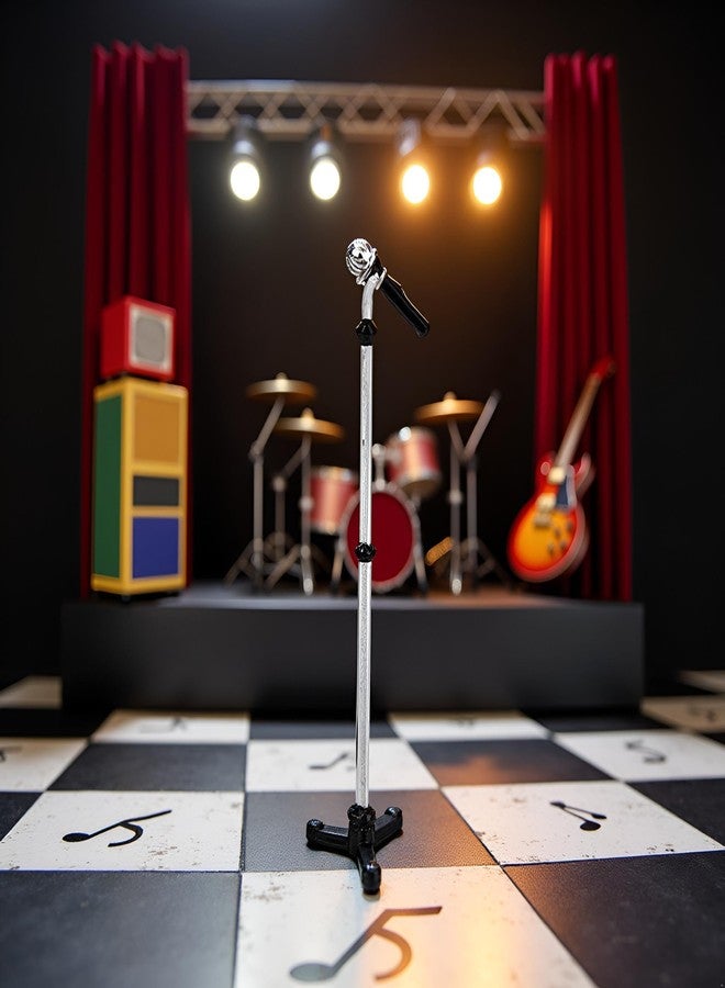 Mozff Black Dollhouse Decoration Accessories, 1:12 Dollhouse Miniature Scene Model Microphone with Stand Play Toy, Decortion, Dollhouse Furniture, Doll's Microphone (90 x 18 mm) - Image 5